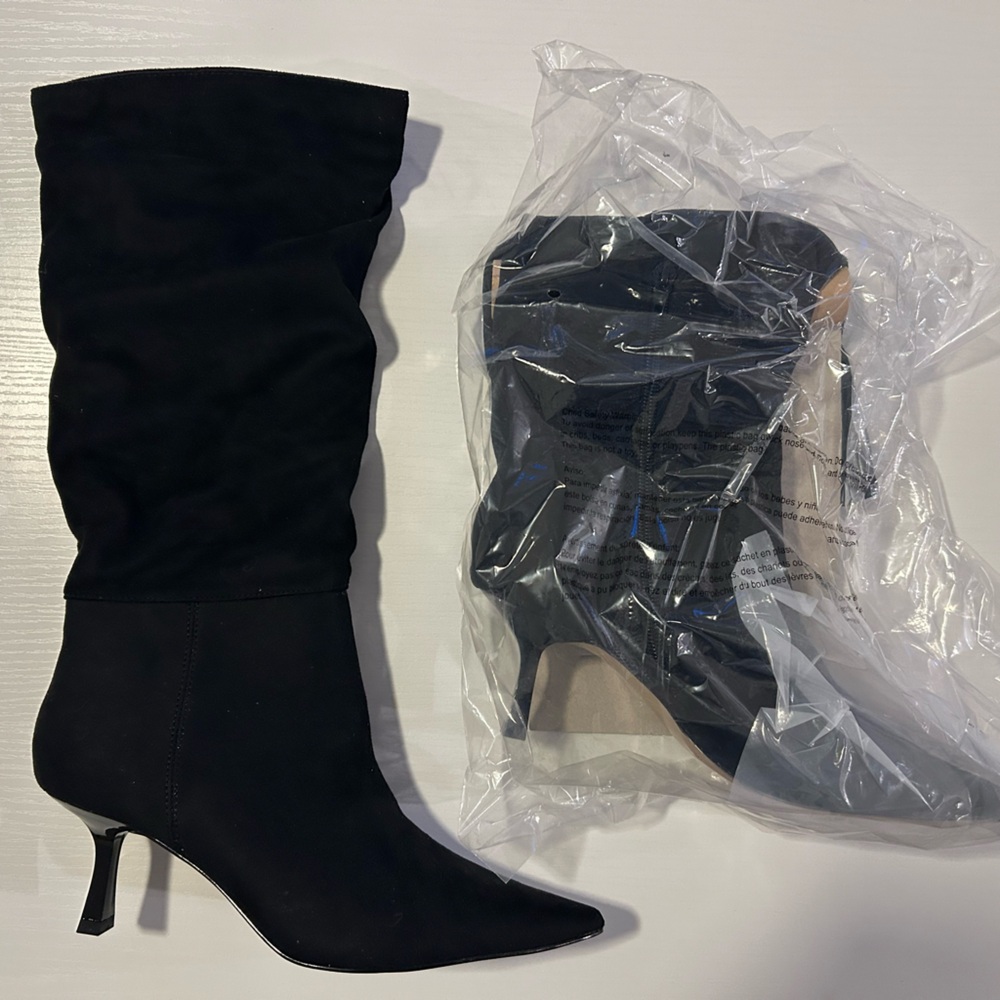 Mix No.6 black stretch microsuede zipper boots